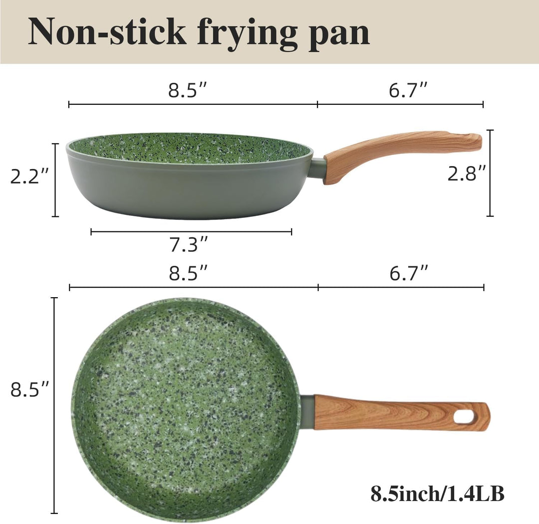 24cm Keramik-Antihaft-Bratpfanne mit Holzgriff - Aluminiumpfanne für alle Herdplatten, PFOA PTFE-fre