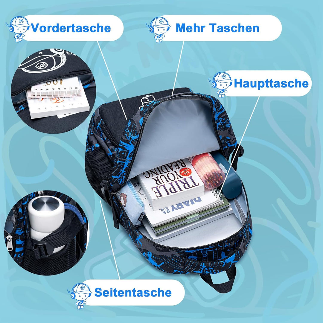LEDAOU Schulrucksack Jungen Teenager Mädchen Schultaschen Kinder Rucksäcke Wasserdicht Leichtgewicht