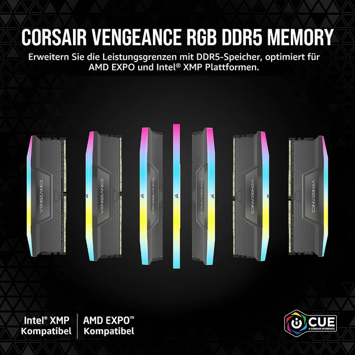 Corsair Vengeance RGB DDR5 64GB (4x16GB) 5600MHz C36 AMD-Optimierter Desktop-Speicher (Dynamische Ze