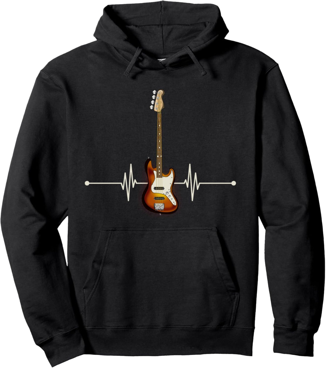 Rock Band Musiker Geschenk Herzschlag Bass Gitarre Pullover Hoodie