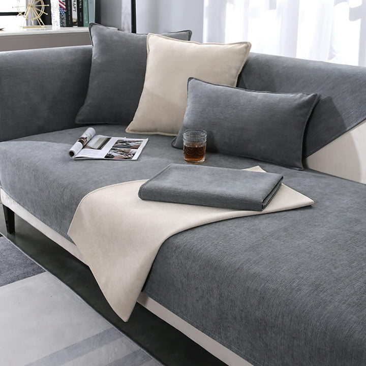 JJRETGY Sofabezug Chenille 1 2 3 4 Sitzer, Ecksofa L Form Sofaüberwurf, rutschfeste Sofabezüge, Warm