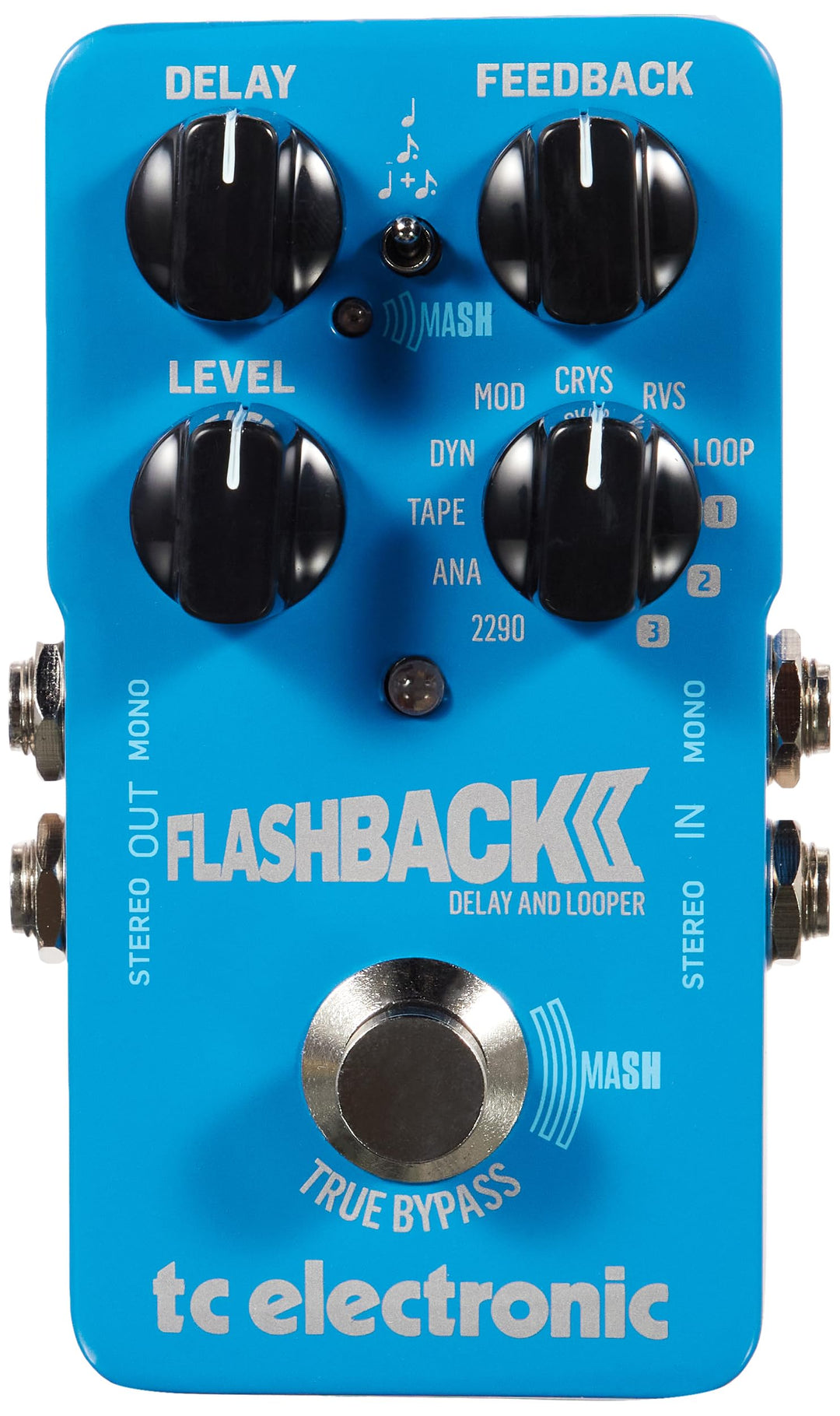 TC Electronic FLASHBACK 2 DELAY Legendäres Delay-Pedal mit bahnbrechendem MASH-Fussschalter, Kristal