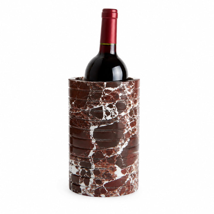 Marmor Weinkühler für 750 ml Flaschen, violett-rote Naturstein Deko | Red Stone Weinflaschenkühler,