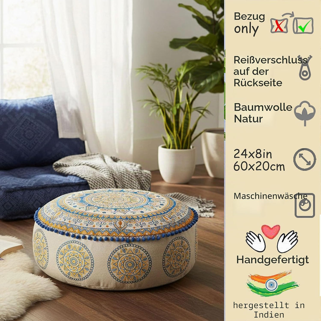 Mandala Life ART Böhmischer Hocker Osmanische Abdeckung -60x20 cm - Luxus-Hocker mit handwerklichem
