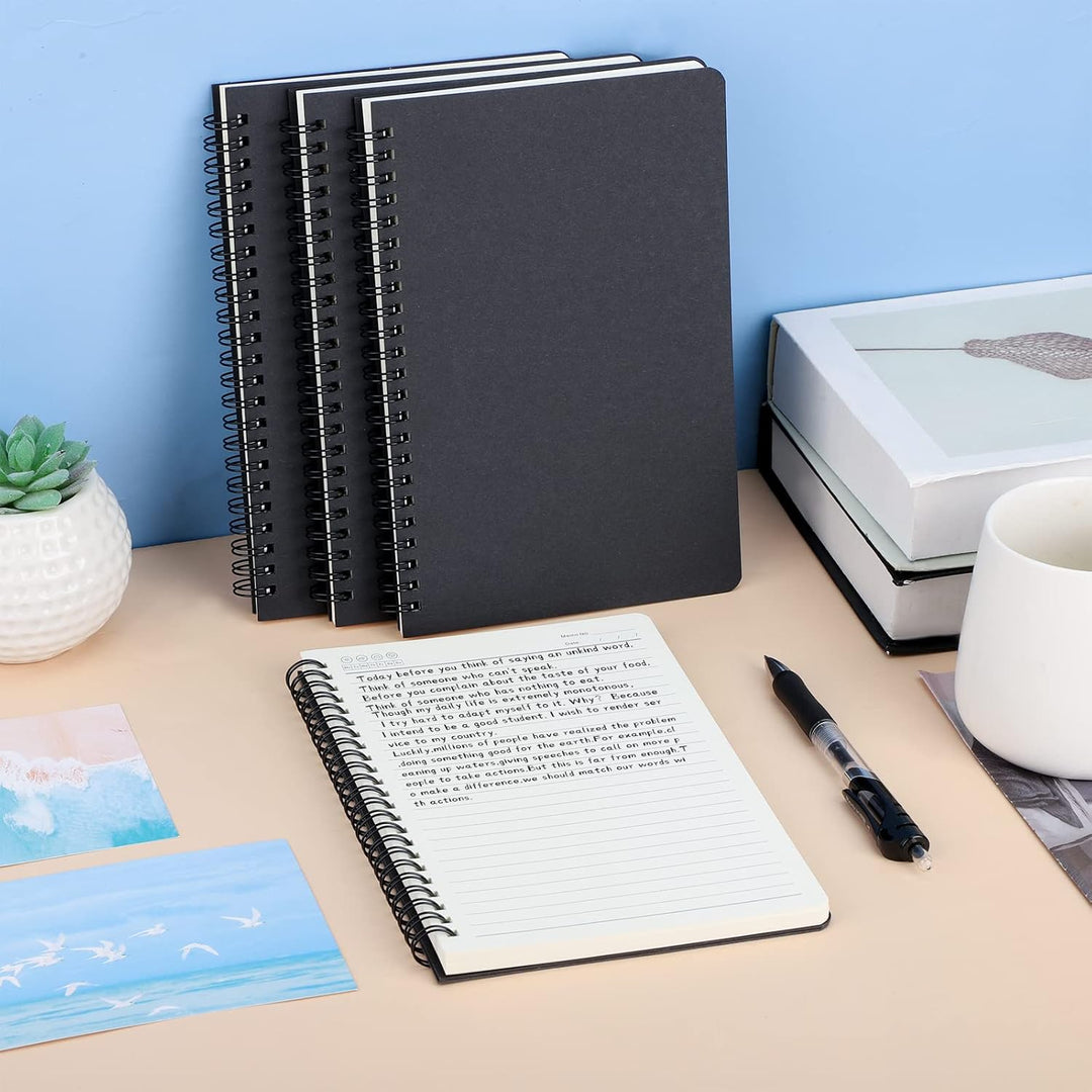 Spiral Notizbuch A5-4PCS Liniertes Notizblock 700GSM Hardcover, 100g/m² Liniert Spiralblock A5, Ring