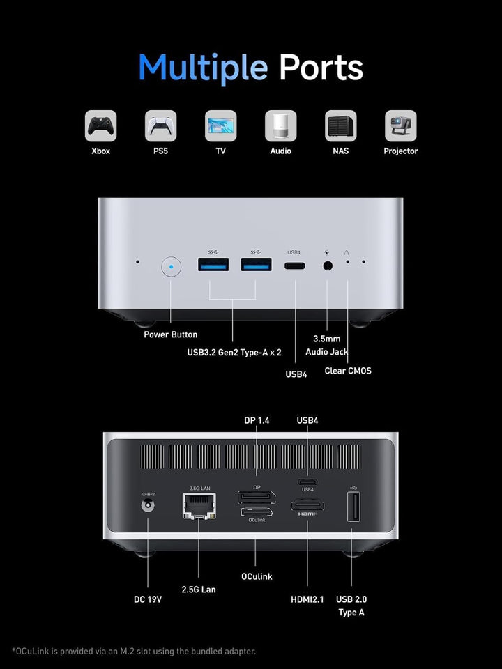 MINIS FORUM M1 Pro-285H Mini PC, Intel Core Ultra 9 285H (16C/16T, bis zu 5,4GHz), 32GB DDR5, 1TB PC