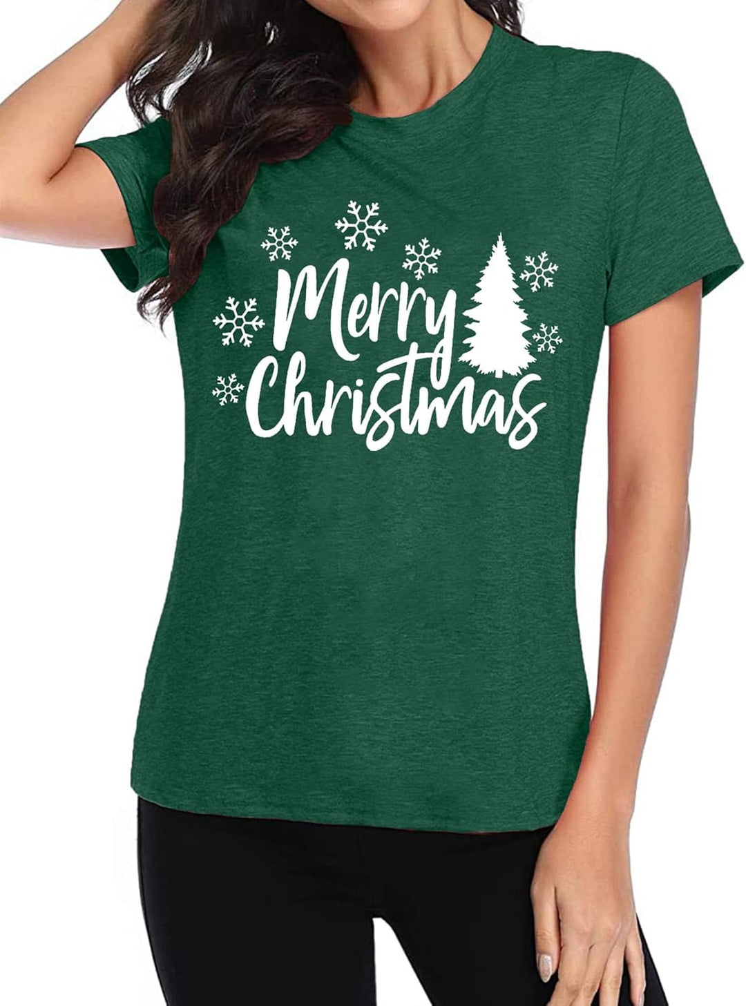 Weihnachtsbaum T-Shirt Für Damen Merry Christmas Bedruckte T-Shirts Kurzarm Holiday Tshirt Oberteile