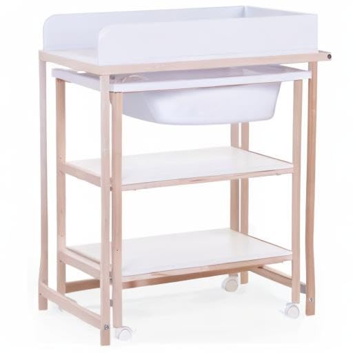 Chilldhomme, Wickeltisch mit Badewanne, Räder erleichtern das Verschieben, Wechseleinheit, robust, o
