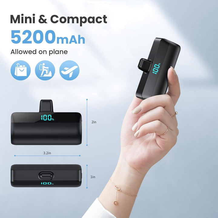 Feob Mini Power Bank 5200mAh für iPhone 17/16 Serie, PD 3A Schnellladung Powerbank USB C Externer Ak