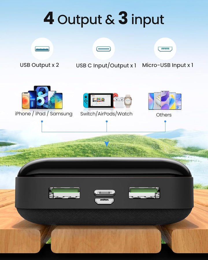 Power Bank 27000mAh, 22,5W PD20W USB-C Powerbank Externer Handyakkus mit LED-Anzeige, Tragbares Lade