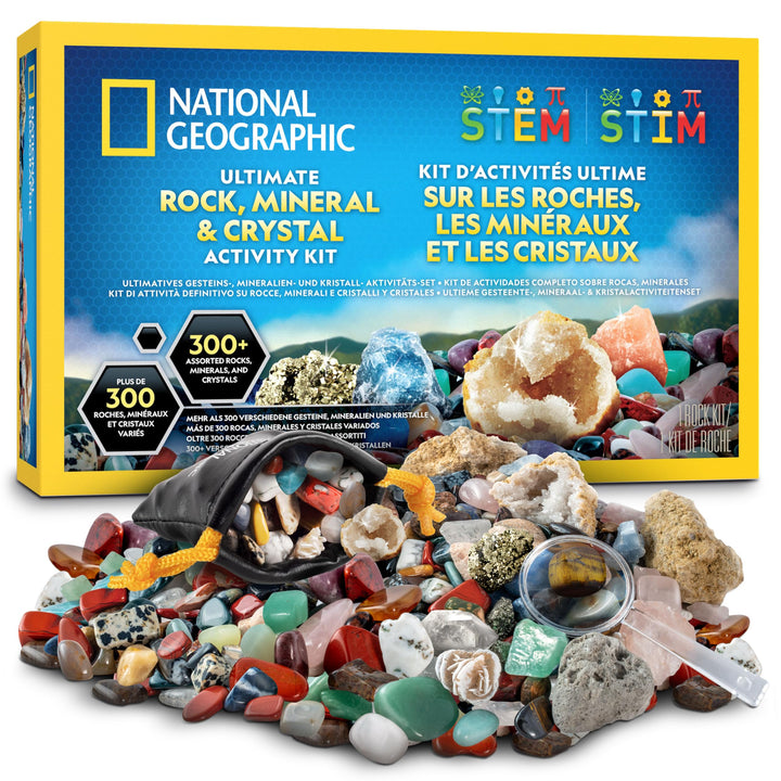 NATIONAL Geographic Steinesammlung für Kinder – 300 Edelsteine, Mineralien & Kristalle, Geologie-Set