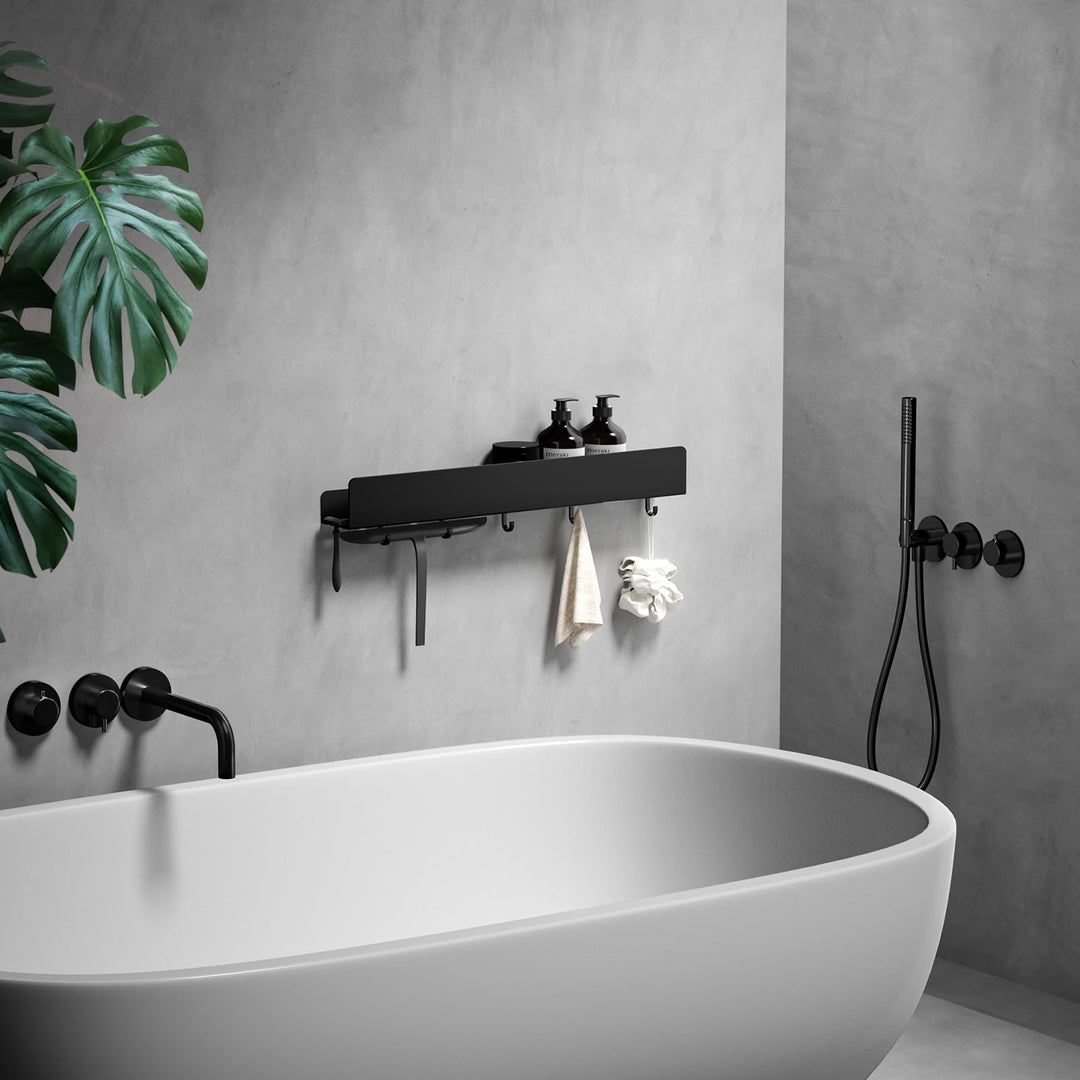 REKITA Duschablage ohne Bohren, Badezimmer Organizer 50 cm, Duschablage Edelstahl mit 5 Abnehmbaren