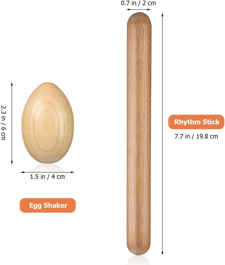 4 Stück Holz Musikinstrumente Set Für Kinder – Rassel-Eier Und Klanghölzer Perfekt Für Rhythmusspiel