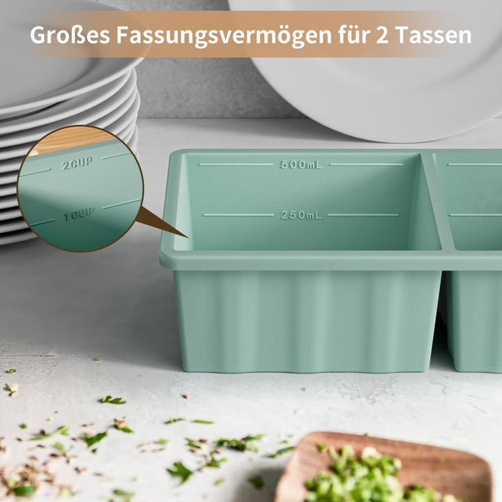 Extragrosse Silikon Gefriertablett, Suppe Gefrierschrank Eiswürfelform mit Deckel, 2er-Pack Grosse S