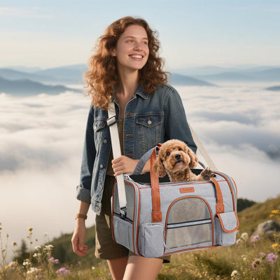 PETCUTE Transportbox Katze und Hunde,Katzentransportbox mit Abnehmbare Matte,Faltbare Atmungsaktiv K