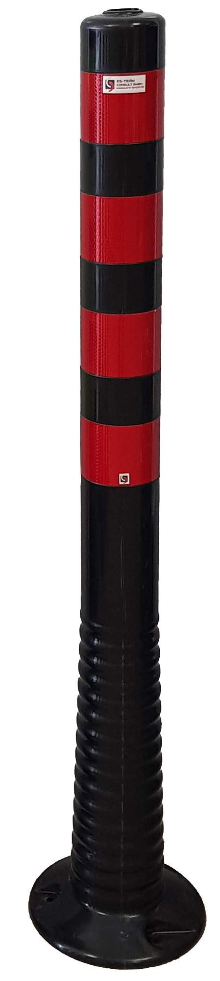 UvV® Reflex Absperrpfosten, Poller 100 cm hoch, flexibel schwarz, reflektierend (1 Stück, Schwarz-Ro