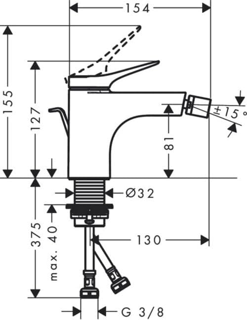 hansgrohe Einhebel-Bidetmischer Vivenis, Bidetarmatur mit Zugstange, Chrom, Chrom