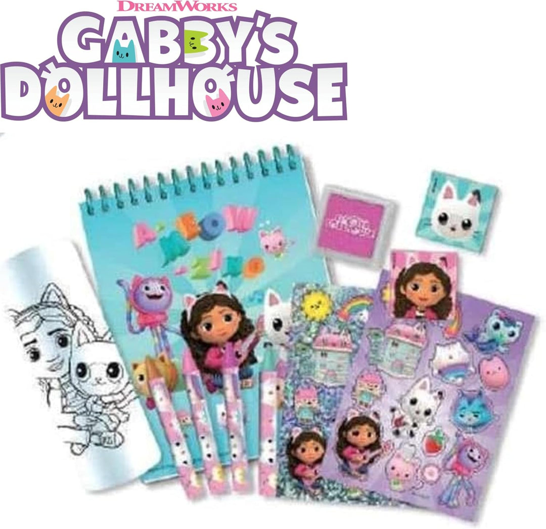 Gabby's Dollhouse 3D-Schreibwaren-Set – Meerjungfrau Katze Aktentasche mit Malbuch, Buntstiften, Ble