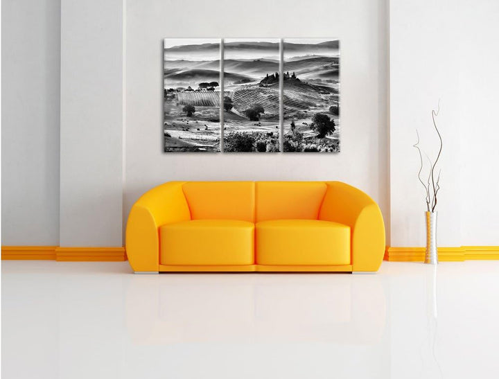 Pixxprint Toskana Landschaft als Leinwandbild/Grösse: 3 Teilig (120x80 cm) cm/Wandbild/Kunstdruck/fe