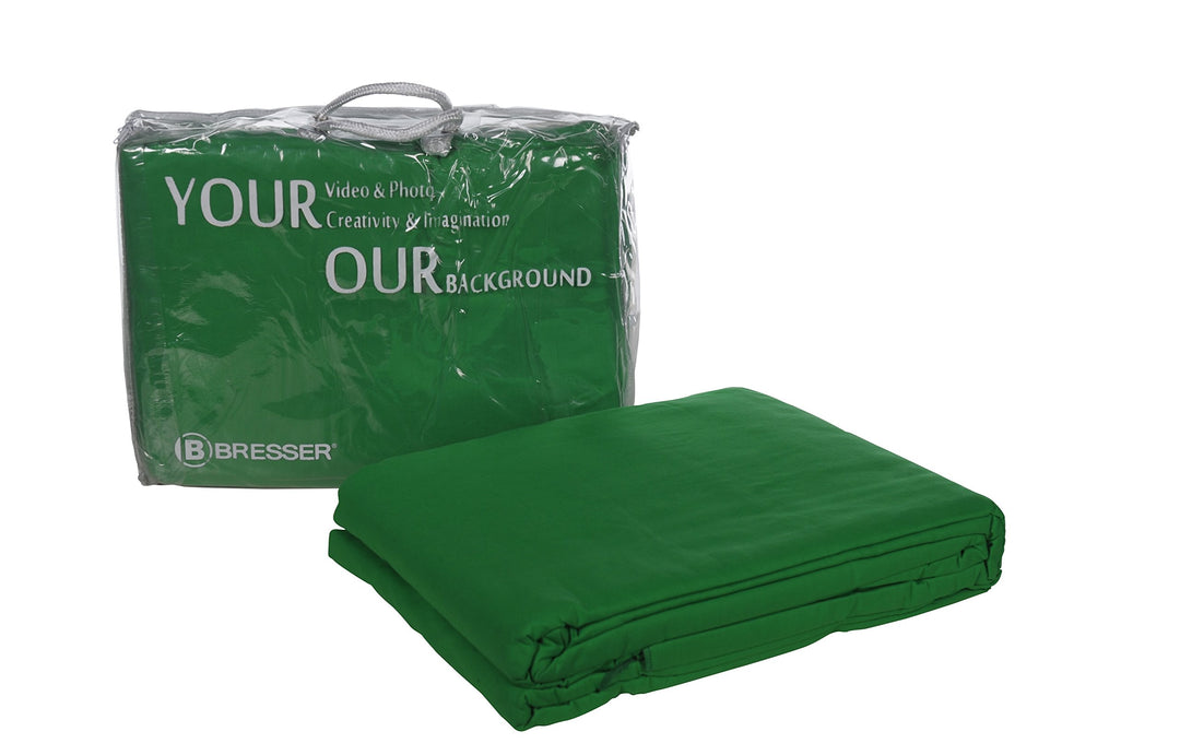 Bresser F000408 Baumwolle Fotostudio Stoff Hintergrund 3x4 m chromakey grün