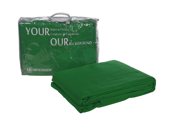 Bresser F000408 Baumwolle Fotostudio Stoff Hintergrund 3x4 m chromakey grün