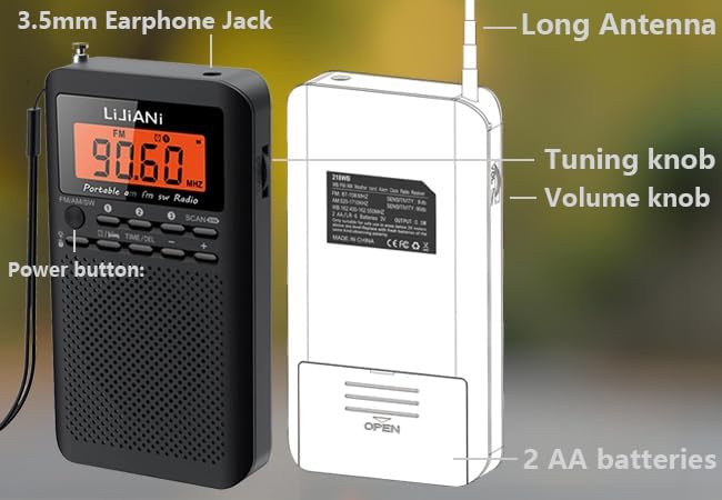 NOAA Wetter-Radio-Notfall AM/FM batteriebetriebenes tragbares Radio mit LCD-Display, digitaler Wecke