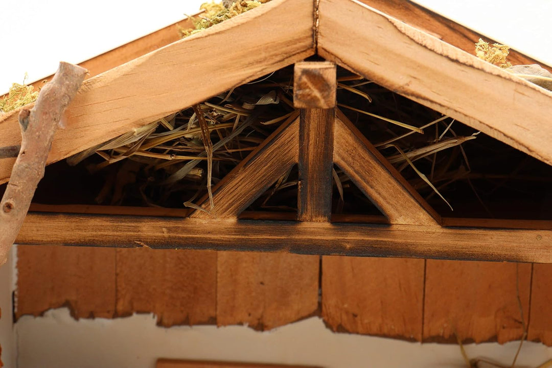 Creation Gross Holz Krippenstall, Weihnachtskrippe 38 * 18 * 21cm Holzstall Krippe (OHNE Krippenfigu