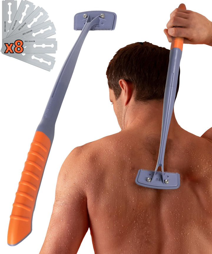 BRO SHAVER 3.0 Dual-Blade Back Shaver for Men (DIY) +6 Blades Back & Body Hair Trimmer Shave Wet or