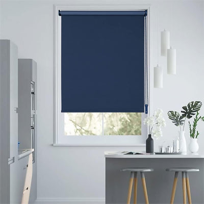 Eurohome Verdunkelungsrollo Thermo Rollo 100x210cm (Stoffbreite 96 cm) Dunkelblau Klemmfix ohne Bohr