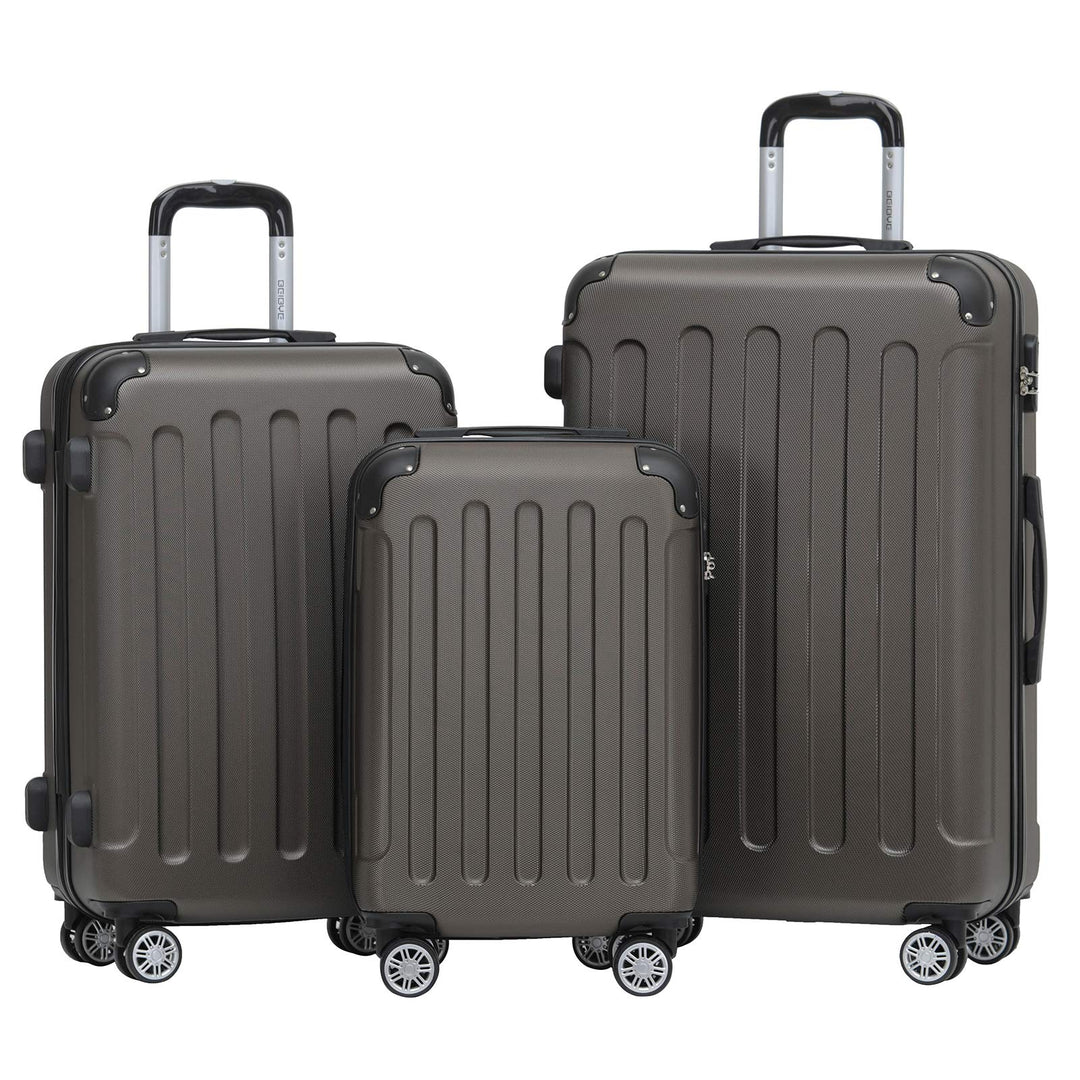 BEIBYE Zwillingsrollen Hardcase Reisekoffer Koffer Trolleys Hartschale in XL-L-M in 14 Farben (Coffe