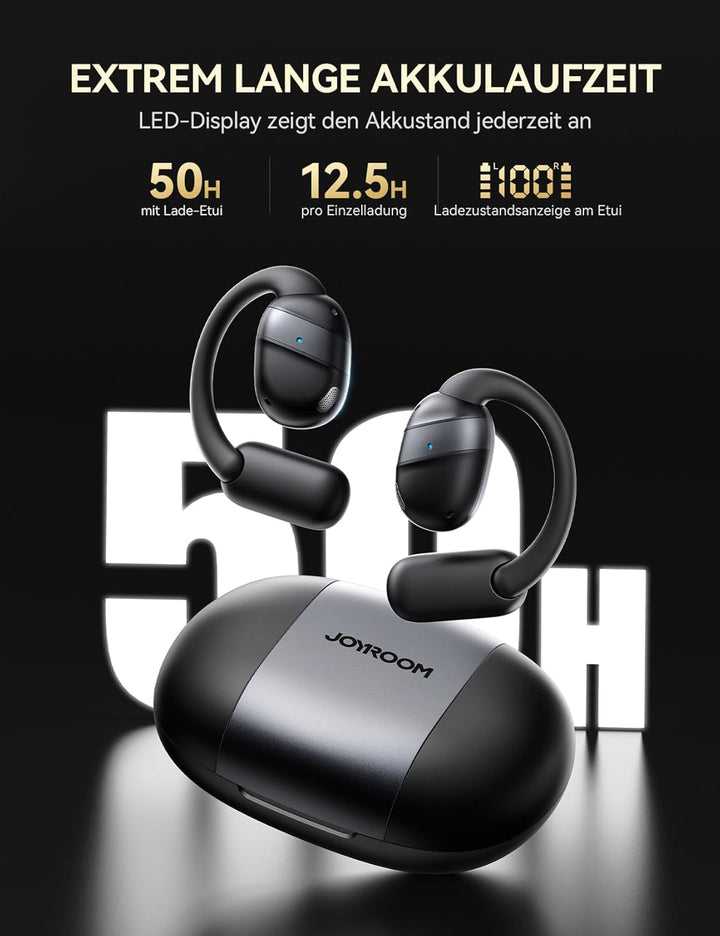 JOYROOM Open Ear Kopfhörer, Bluetooth 5.4 Kopfhörer Kabellos mit LED Digitaldisplay, Ultra-Komfort,