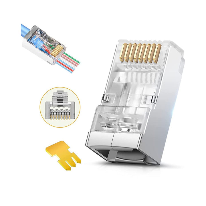 VIVOCH Cat6 RJ45 Pass-Through-Steckverbinder - 50 Stück Metallgeschirmte FTP 8P8C Modulare Netzwerks