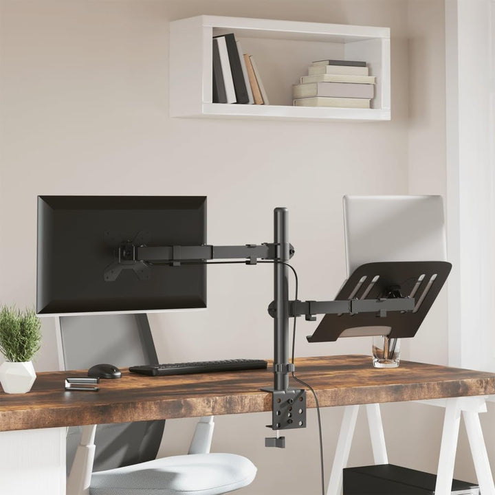 Monitorhalterung Schwarz Stahl VESA 75 100 mm höhenverstellbar schwenkbar neigbar drehbar für 13 27