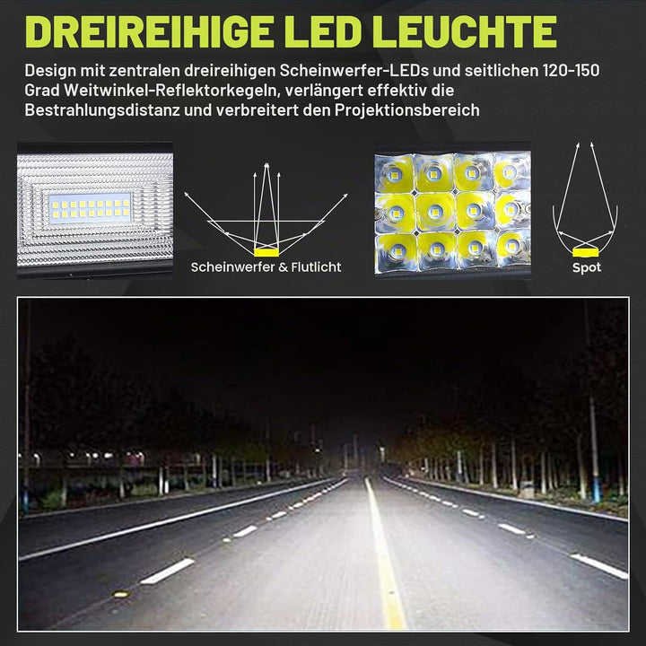 Willpower 52 Zoll 132CM 675W Led Arbeitsscheinwerfer Bar + 4 Zoll 10CM Led Scheinwerfer + Kabelbaum