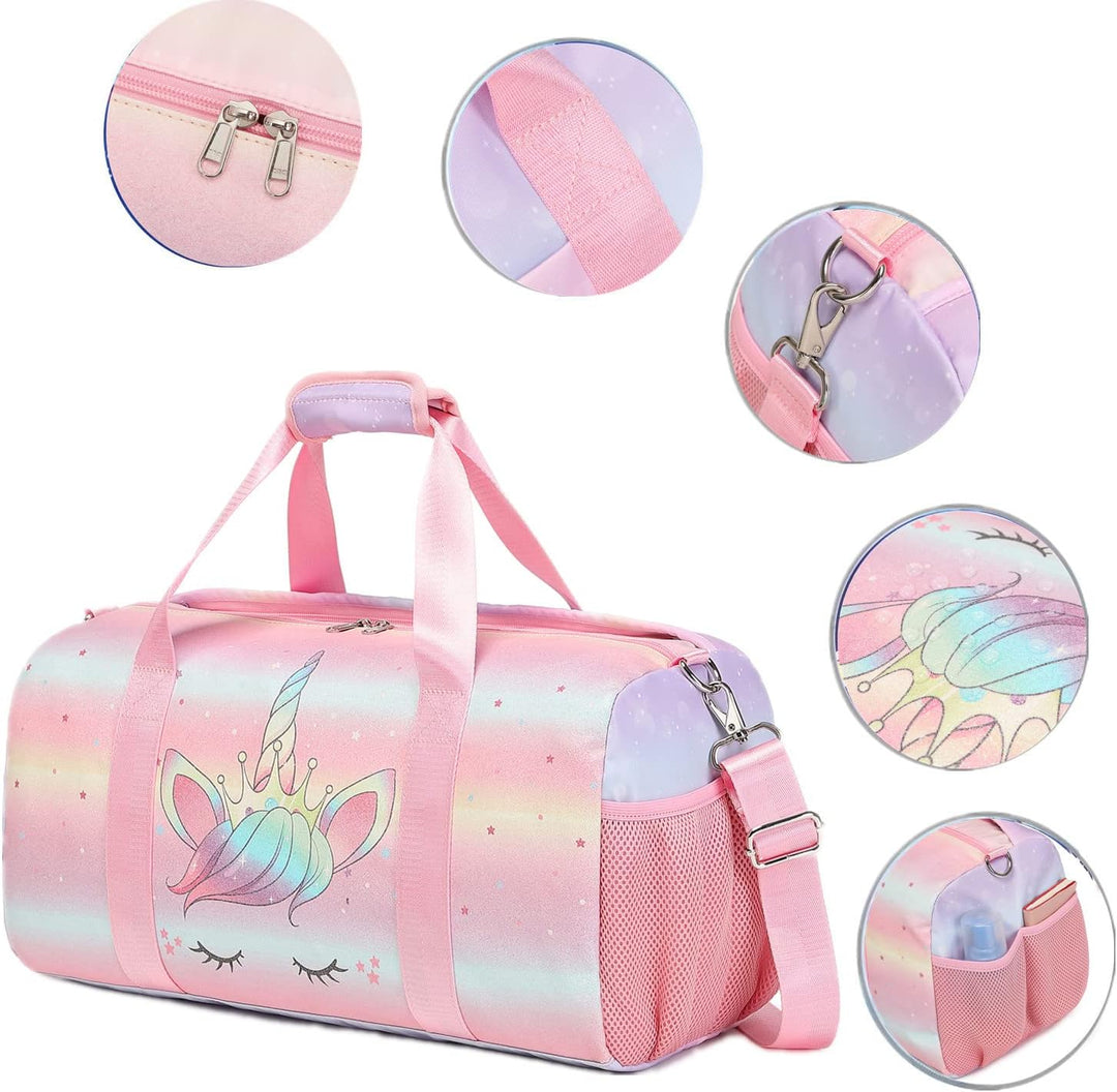 Schwimmtasche Kinder Reisetasche Kinder Sporttasche mit Schuhfach und Nassfach Trainingstasche Weeke