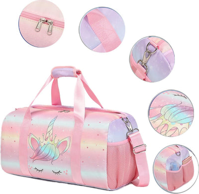Schwimmtasche Kinder Reisetasche Kinder Sporttasche mit Schuhfach und Nassfach Trainingstasche Weeke