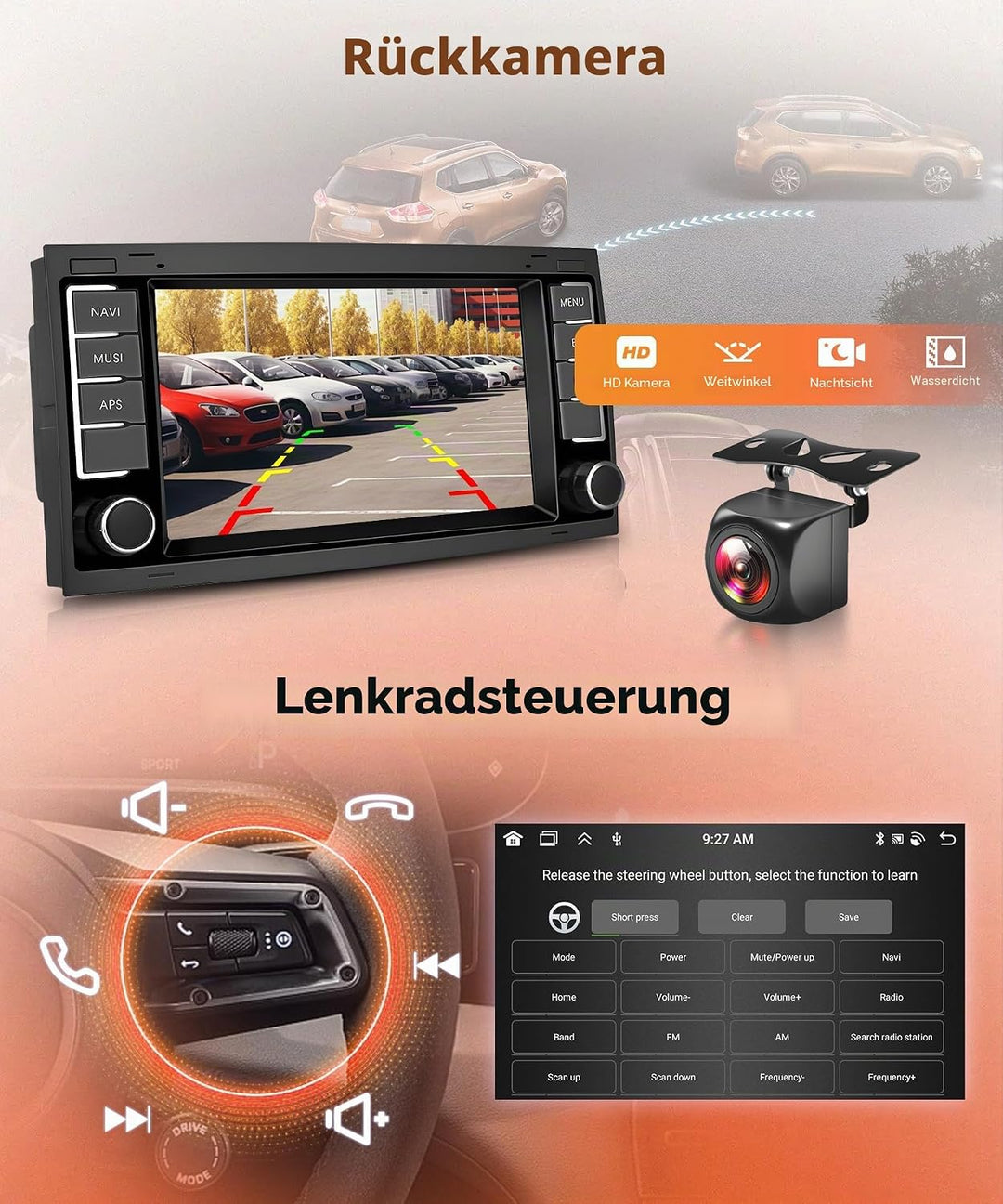 8 Core 6G+128G Android Autoradio für VW Touareg 2004-2011 VW Transporter T5 Multivan 2004-2009 Wirel