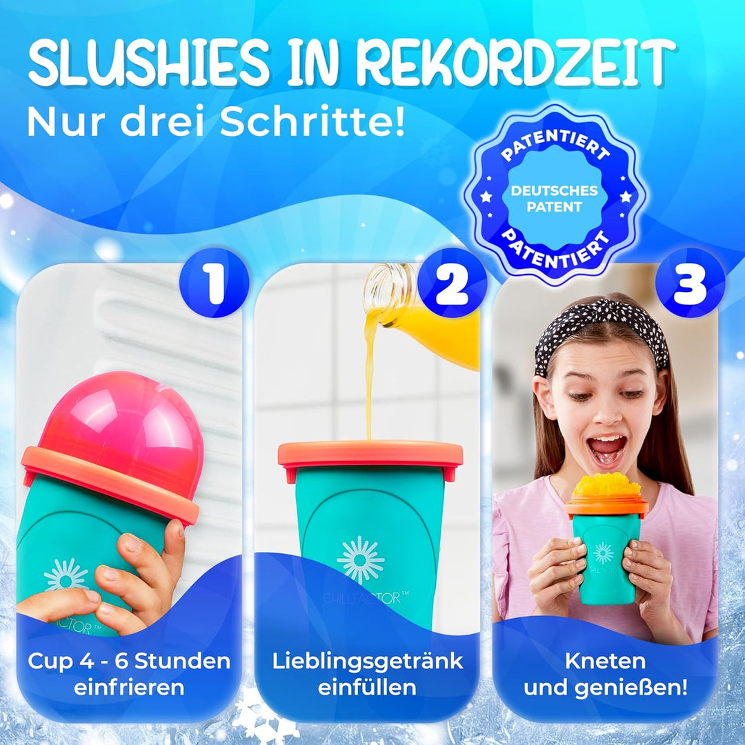 Slushy Maker Magic Freez | Slush Ice Becher mit Strohhalmlöffel | Eisbecher Alternative für Eis selb