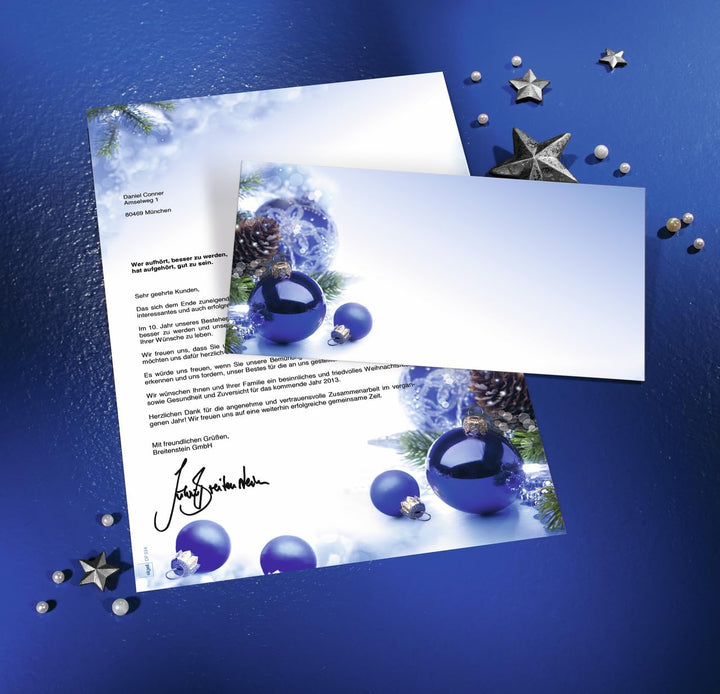 SIGEL DU036 Briefumschläge Weihnachten "Blue Harmony", DIN lang, 50 Stück Blue Harmony - Umschläge,