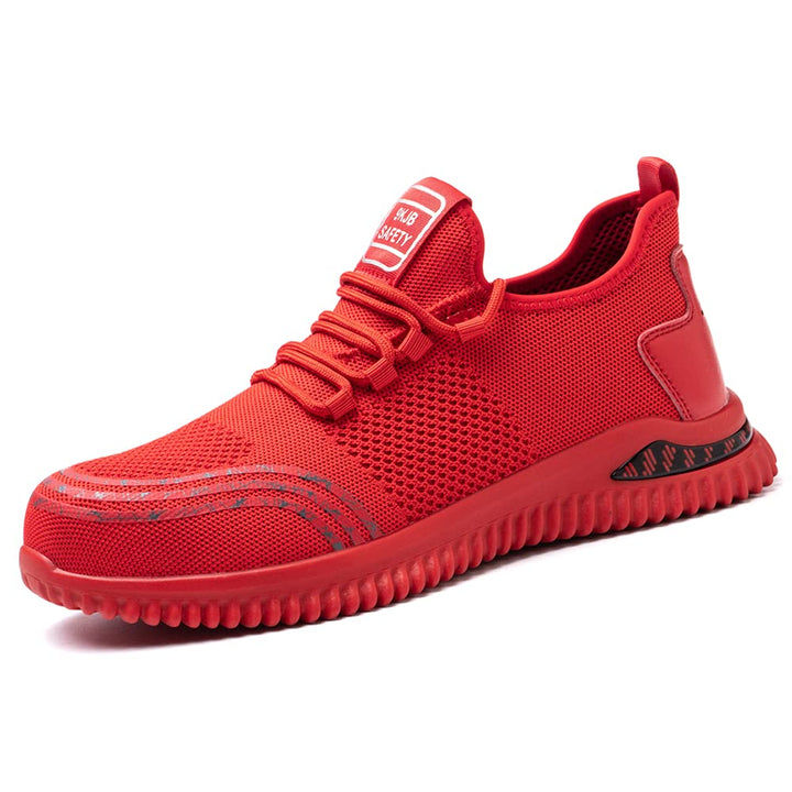 Sicherheitsschuhe Herren Damen S3 Leicht Sommer Arbeitsschuhe Schutzschuhe mit Stahlkappe, 46 EU Rot