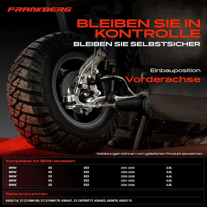 Frankberg 6x Querlenker Satz Koppelstange Vorderachse Links Rechts Kompatibel mit X5 E53 3.0L-4.8L 2