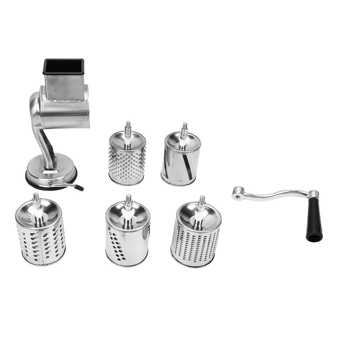 Nussmühle, 5 Trommeln, manuell, Edelstahl, Nusszerkleinerer, Saugnapfbasis für Walnüsse, Käse, multi