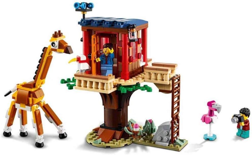LEGO 31116 Creator 3-in-1 Safari-Baumhaus - Katamaran - Flugzeug Spielzeug, Set mit Giraffe und Löwe
