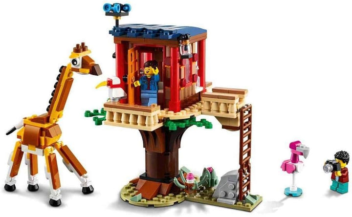 LEGO 31116 Creator 3-in-1 Safari-Baumhaus - Katamaran - Flugzeug Spielzeug, Set mit Giraffe und Löwe