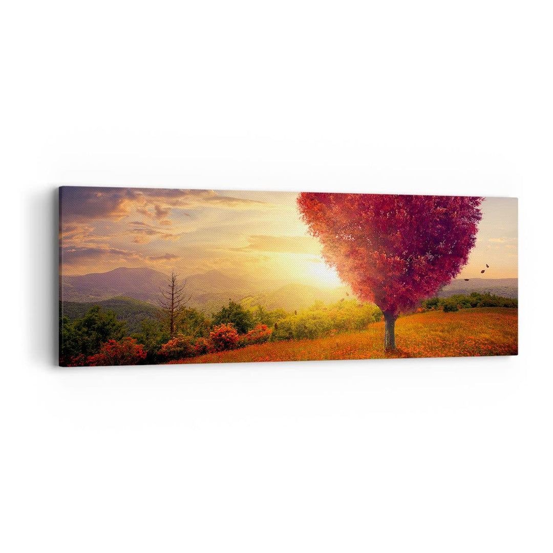 Panorama Bilder auf Leinwand Baum Wiese Blume Leinwandbild mit Rahmen 90x30cm Wandbilder Dekoration