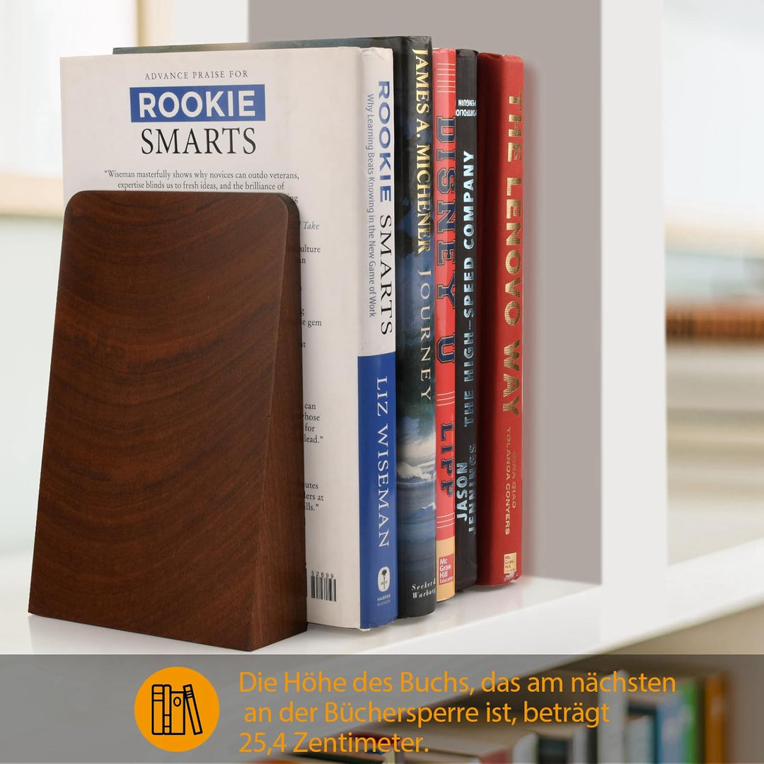 DRELIFAM Bücherstütze aus Holz Handgefertigte Buchstützen Schwer Buchstütze Holz Dekorative Bücherst