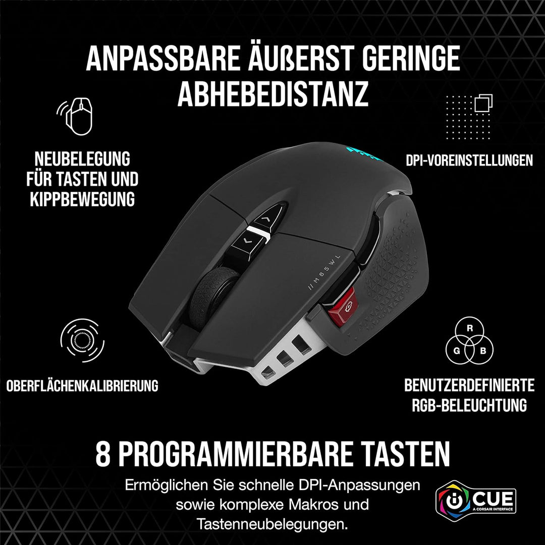 CORSAIR M65 RGB ULTRA WIRELESS Tunable FPS Gaming Mouse - 26.000 DPI - Sub-1ms Wireless - Gewichtssy