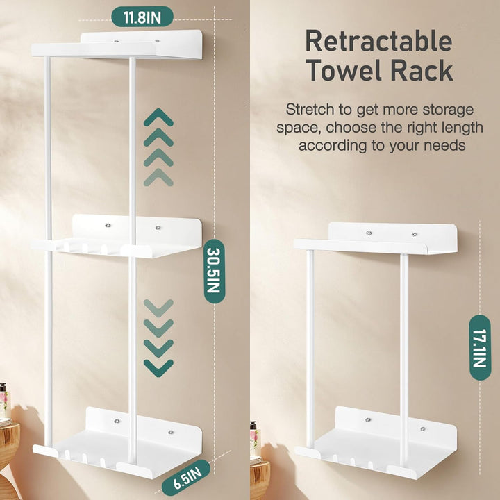 Handtuchhalter ohne Bohren – Stabile Handtuch Aufbewahrung fürs Badezimmer | Handtuchhalter mit Hake