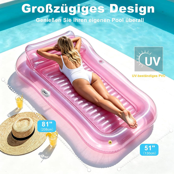 Balakaka Luftmatratze Tanning Pool Gross 208×130cm, Aufblasbarer Sonnenpool für Erwachsene mit Handl