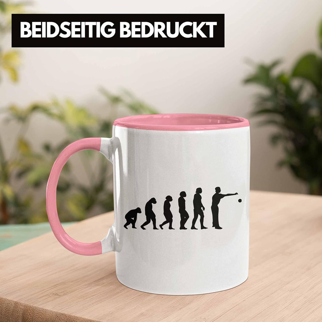 Trendation - Boule Tasse Geschenk Boule-Spieler Geschenkidee Spruch Evolution Boule (Rosa), Rosa